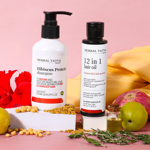 Hair Growth Combo | 12 in 1 Hair Oil 100ml & Protein Shampoo 200ml | Combo for Hair Growth & Damage Repair