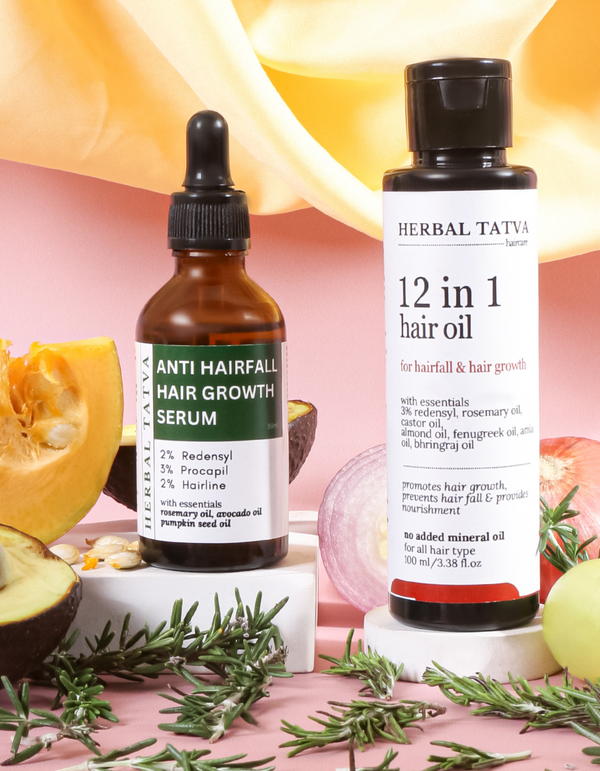 Intensive Hair Growth Combo | 12 in 1 Hair Oil 100ml & Hair Growth Hairfall Control Serum 50ml | 4 week results